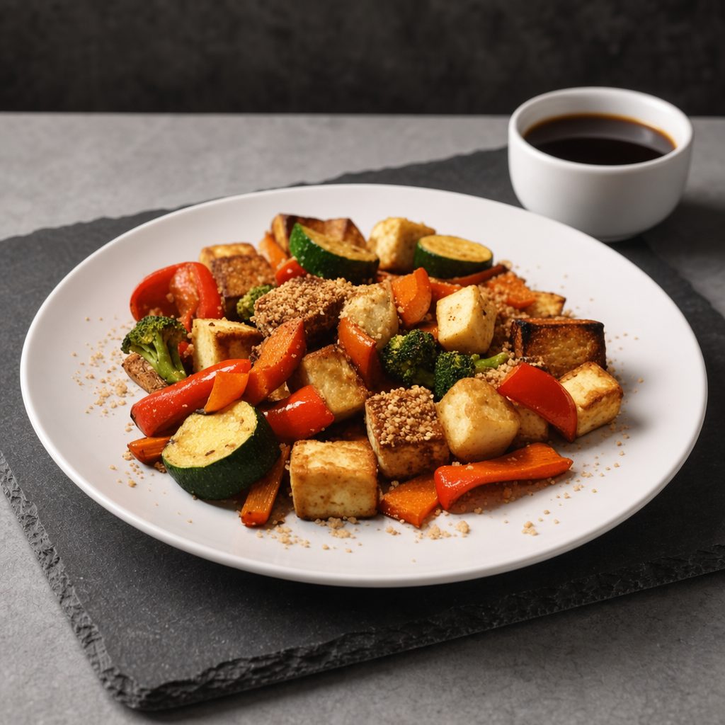 Fried Tofu with Mixed Vegetables.