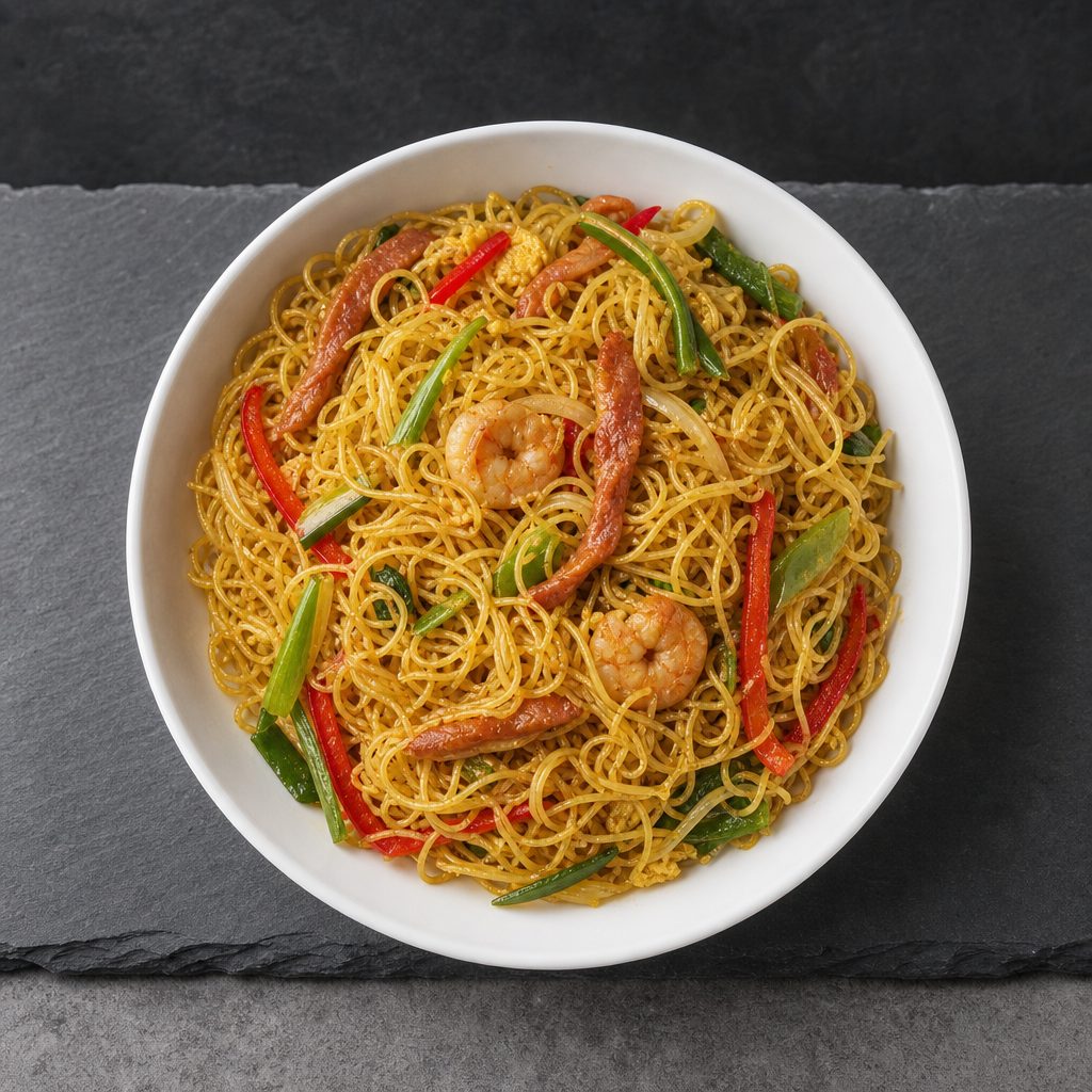 Singapore Noodles Lo Mein Noodles.